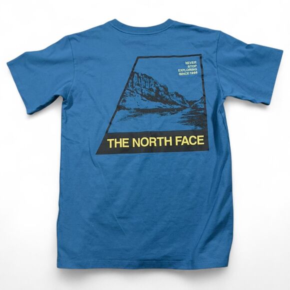 The North Face Graphic T-Shirt Men S Blue Recycled Cotton Outdoor Tee - Picture 1 of 5